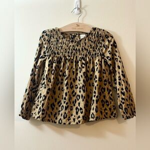 Carters Leopard Print Long Sleeve Top with smocked detail, 5T
